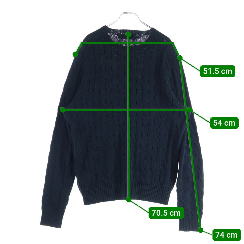 POLO RALPH LAUREN(ポロラルフローレン) ワンポイント刺繍 ケーブルニット セーター ブラック