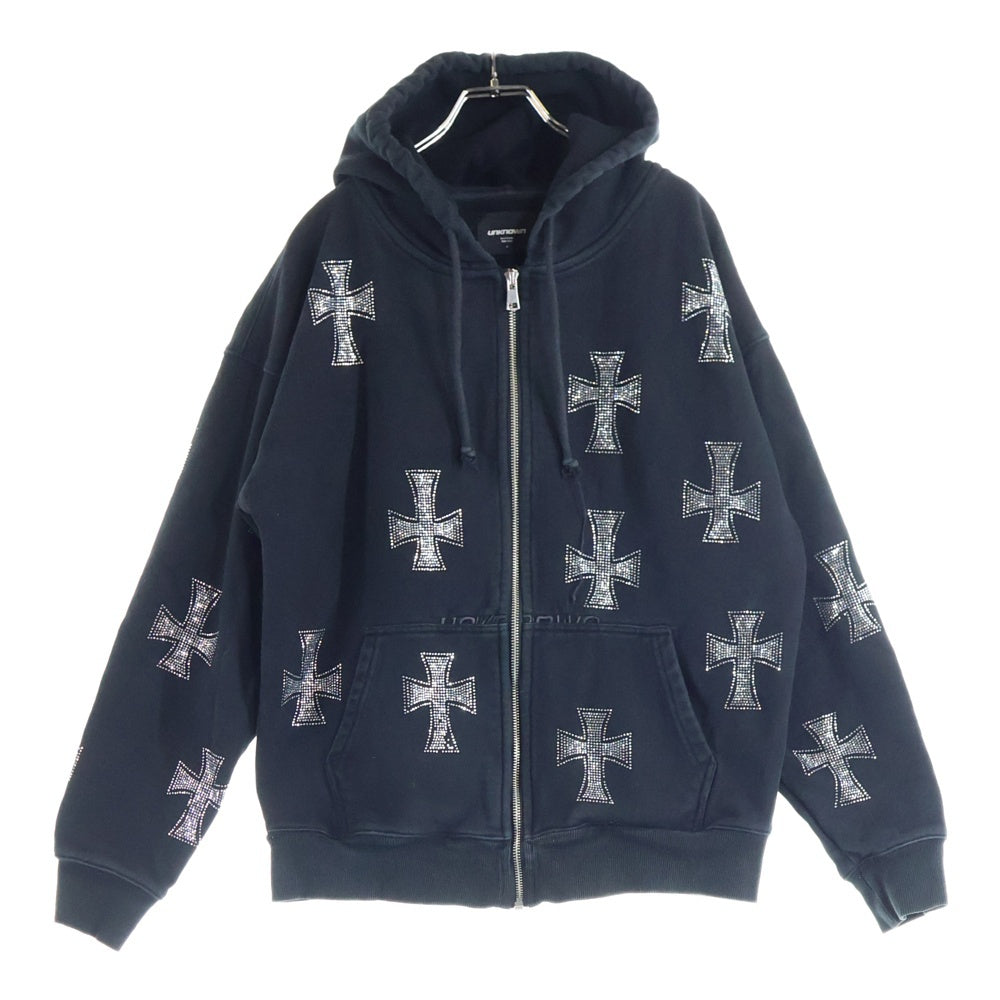 UNKNOWN LONDON(アンノーンロンドン) ライトストーンZIPパーカー ジップフーディ ブラック