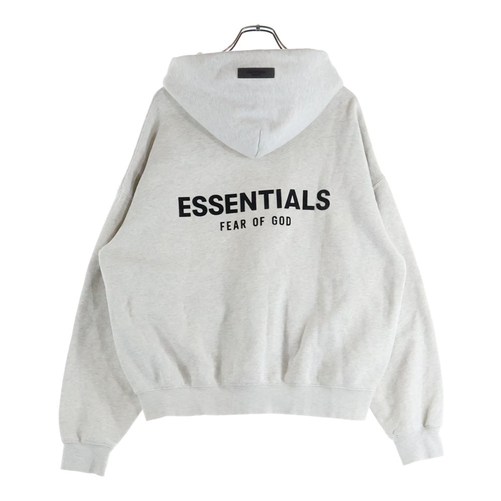 ESSENTIALS FEAR OF GOD(エッセンシャル フィアオブゴッド) フロッキー ロゴプリント プルオーバーパーカー フーディ グレー