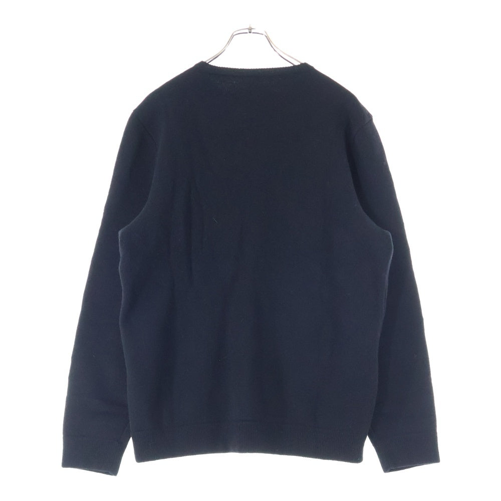 CHROME HEARTS(クロムハーツ) 袖ロゴ刺繍 クルーネック フルカシミア ニットセーター ブラック