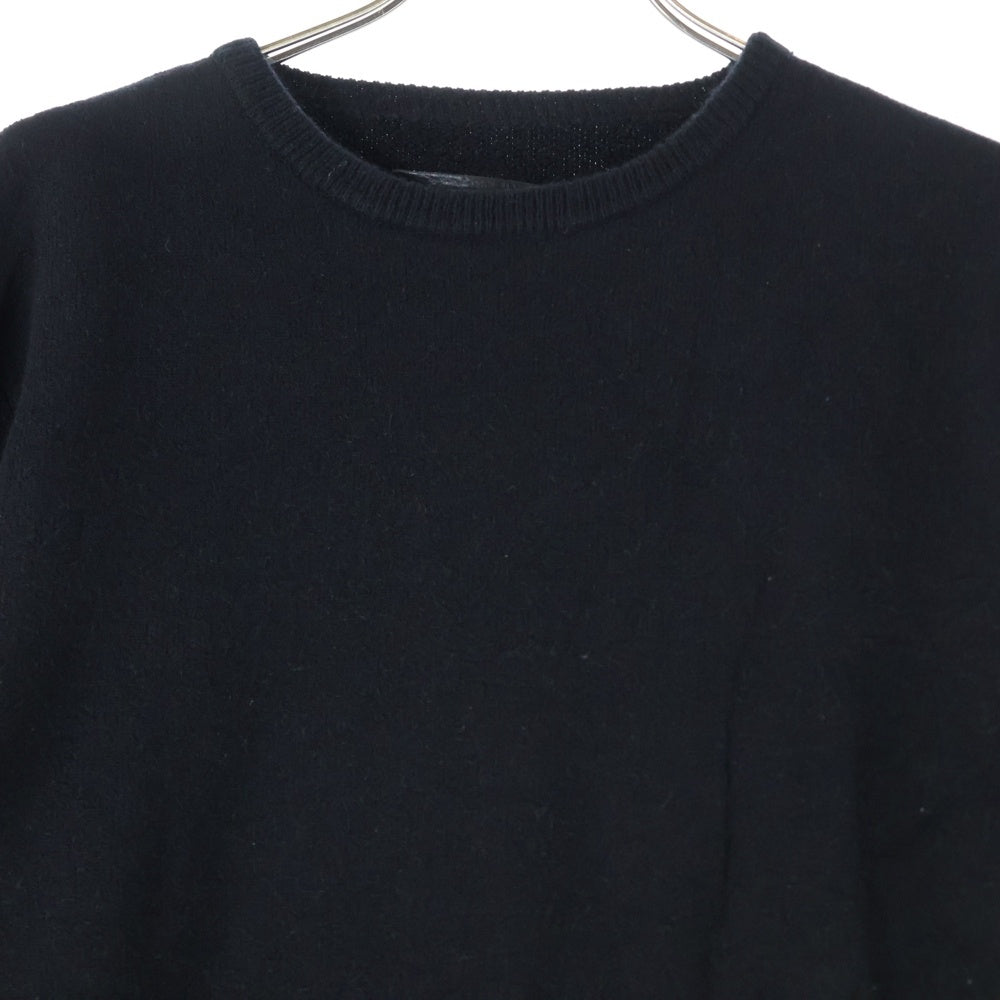 CHROME HEARTS(クロムハーツ) 袖ロゴ刺繍 クルーネック フルカシミア ニットセーター ブラック