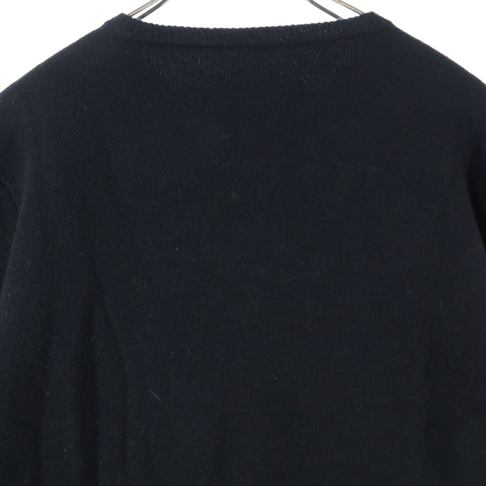 CHROME HEARTS(クロムハーツ) 袖ロゴ刺繍 クルーネック フルカシミア ニットセーター ブラック