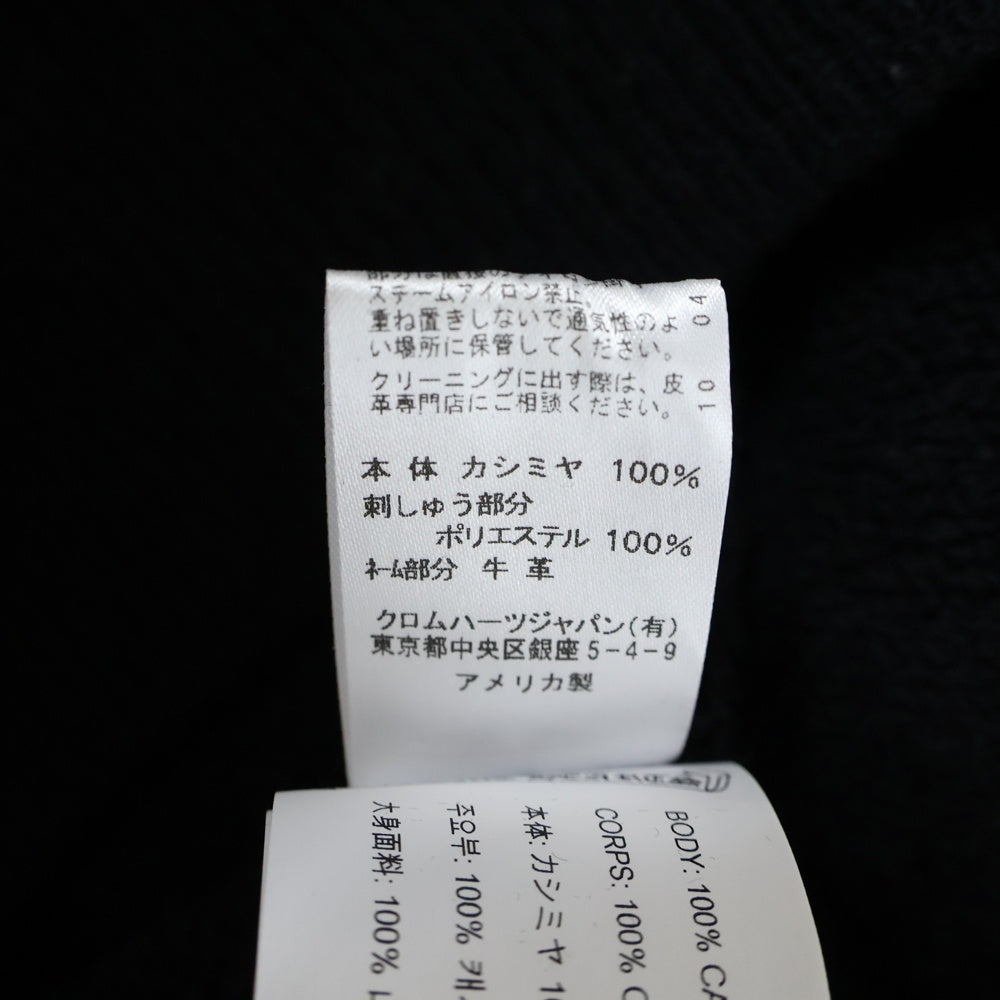 CHROME HEARTS(クロムハーツ) 袖ロゴ刺繍 クルーネック フルカシミア ニットセーター ブラック
