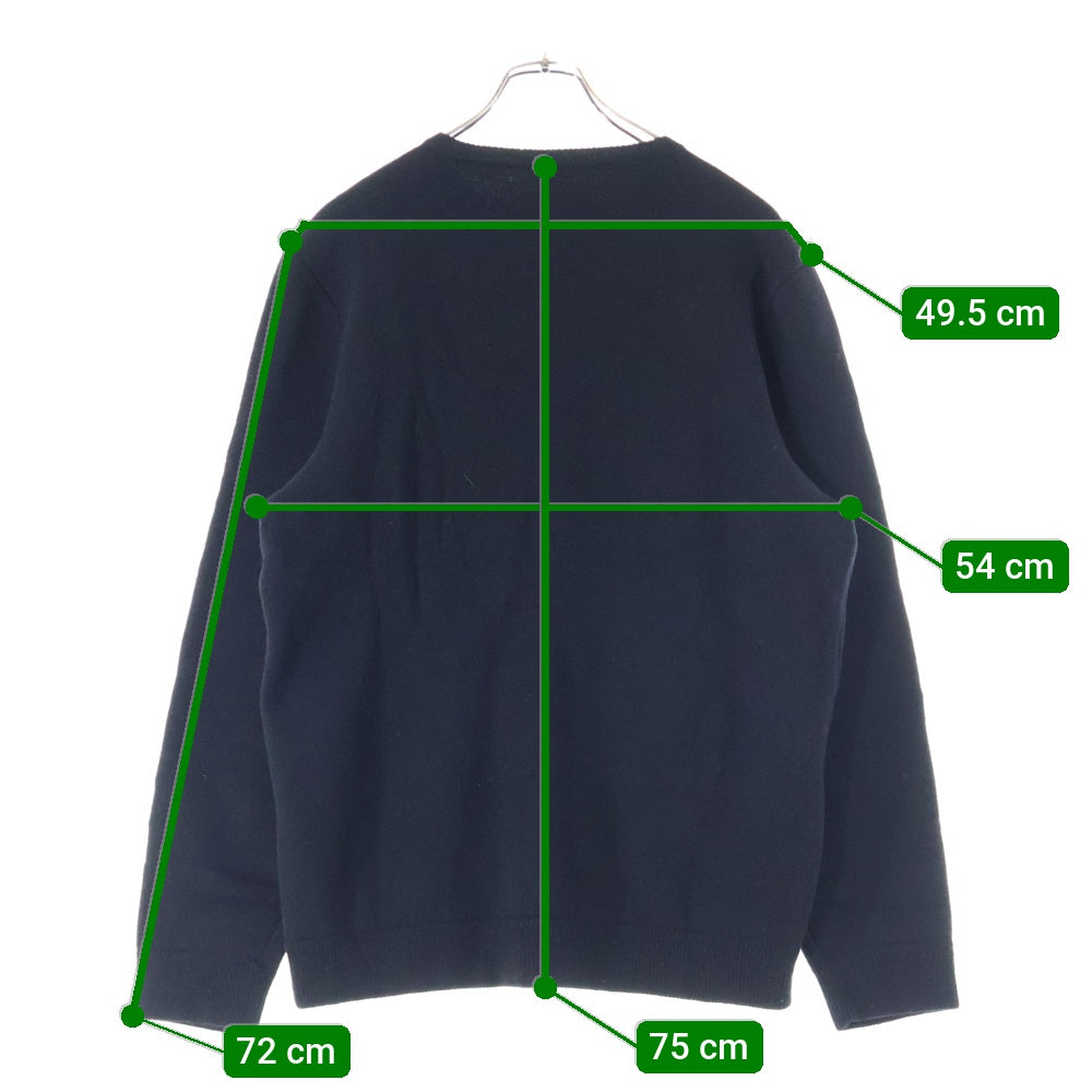 CHROME HEARTS(クロムハーツ) 袖ロゴ刺繍 クルーネック フルカシミア ニットセーター ブラック