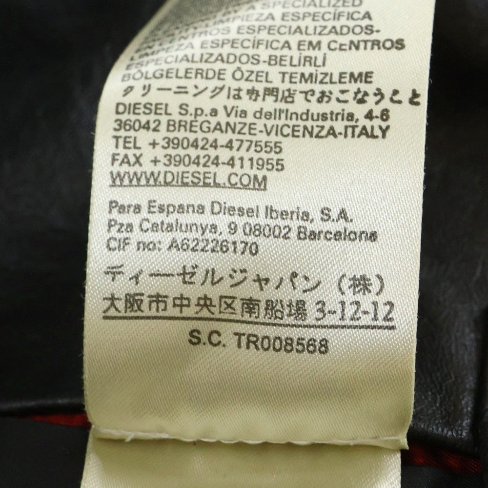 DIESEL(ディーゼル) ダブルライダースジャケット ラムレザージャケット ブラック TR00856B