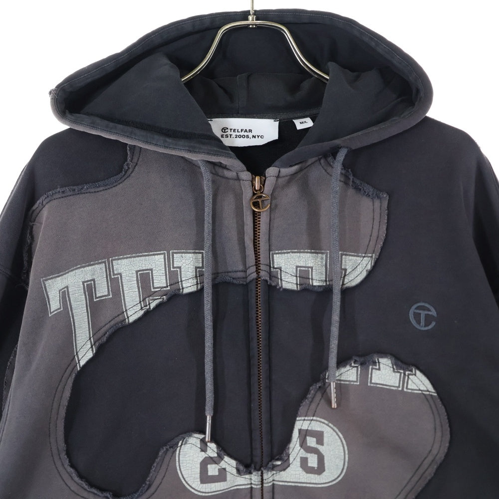 TELFAR(テルファー) Camo Hoodie カモフラージュパーカー ジップパーカー ブラック