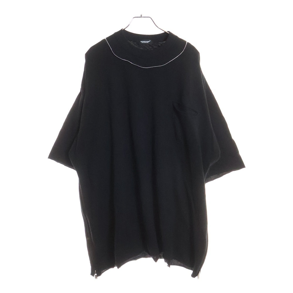 UNDERCOVER(アンダーカバー) 25SS ジップデザインクルーネック半袖Tシャツ カットソー ブラック UC1E4814
