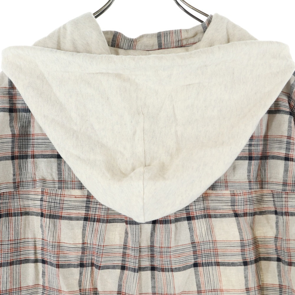 UNDERCOVER(アンダーカバー) 25SS プルオーバーシャツ フード付き チェックシャツ ベージュ UC1E4406