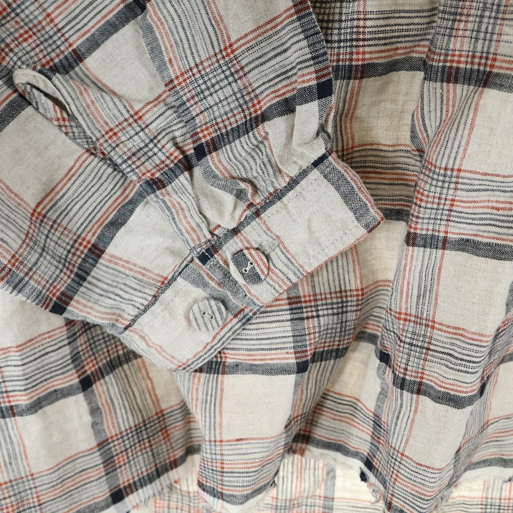 UNDERCOVER(アンダーカバー) 25SS プルオーバーシャツ フード付き チェックシャツ ベージュ UC1E4406