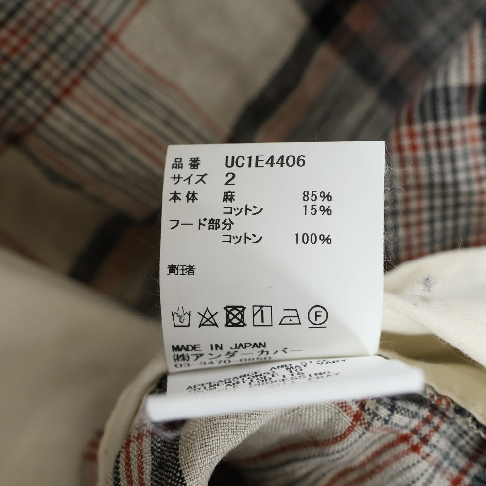 UNDERCOVER(アンダーカバー) 25SS プルオーバーシャツ フード付き チェックシャツ ベージュ UC1E4406