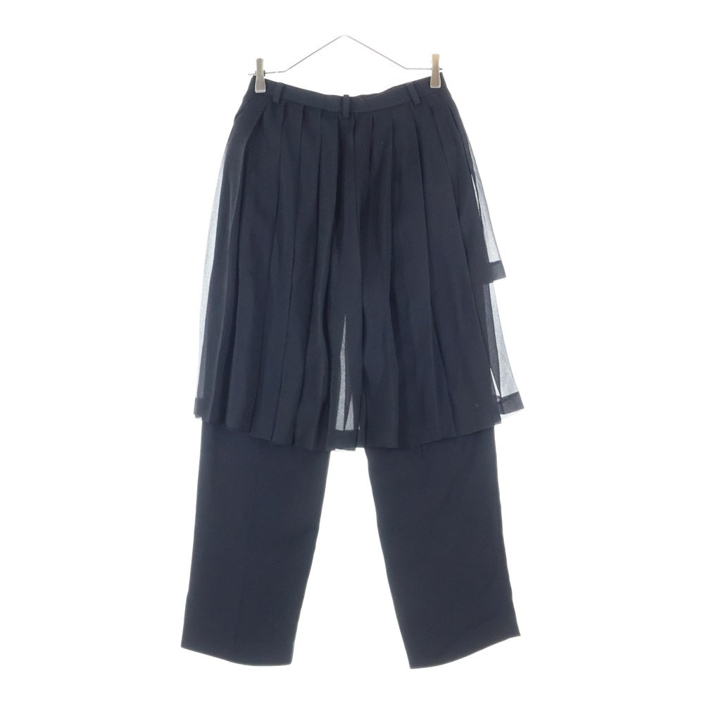 UNDERCOVER(アンダーカバー) 25AW ギャザースカートドッキングスラックパンツ ダメージ加工ストレートパンツ ブラック UP2E1506 レディース