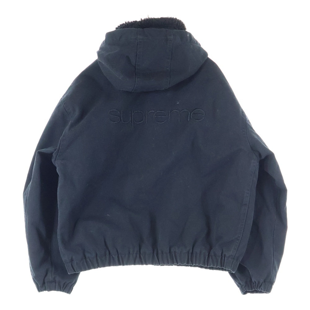 SUPREME(シュプリーム) 24AW Faux Shearling Lined Bomber Jacket ロゴ刺繍 ボア デニム ジャケット ブルゾン ブラック