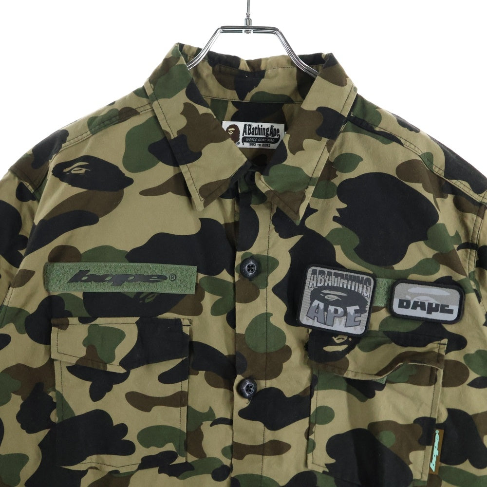 A BATHING APE(アベイシングエイプ) カモフラ総柄 ワッペン付き 半袖