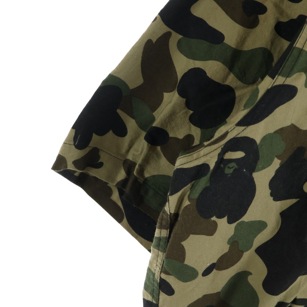 A BATHING APE(アベイシングエイプ) カモフラ総柄 ワッペン付き 半袖