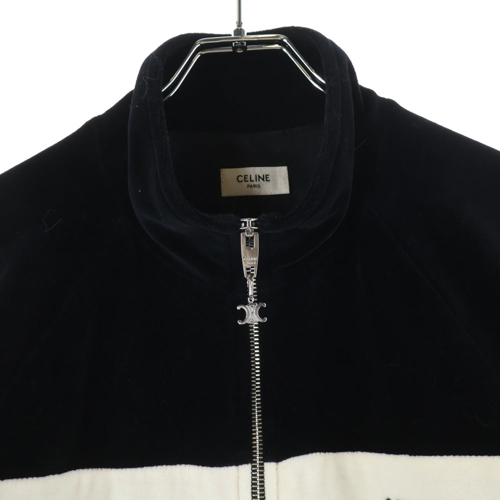 CELINE マカダム　ウールジップジャケット 40 ブラック・ホワイト　美品 CELINE(セリーヌ) バイカラー ベルベット トラックジャケットブルゾン