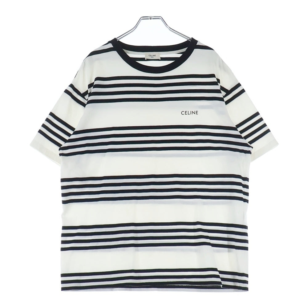 CELINE(セリーヌ) ルーズストライプ クルーネックTシャツ ホワイト/ブラック 2X85M8000M