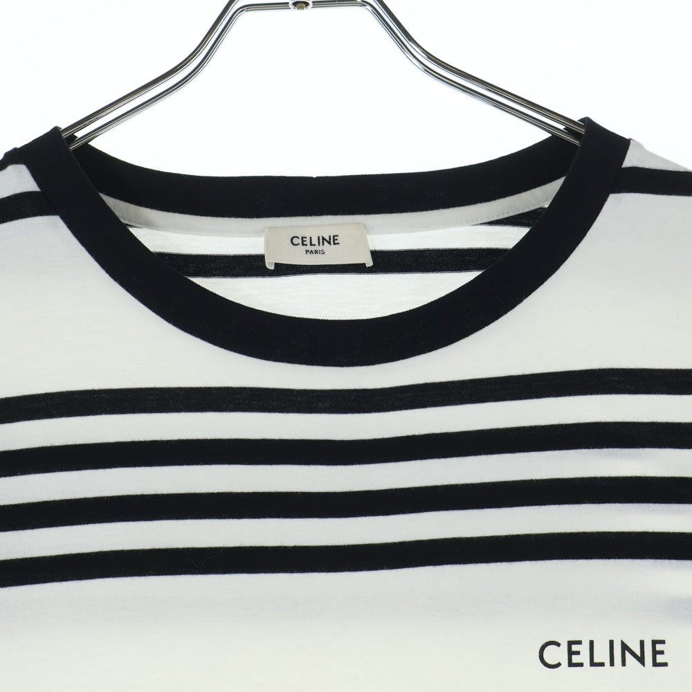 CELINE(セリーヌ) ルーズストライプ クルーネックTシャツ ホワイト/ブラック 2X85M8000M