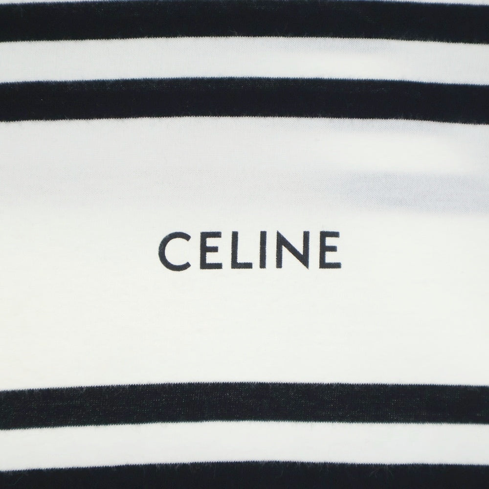 CELINE(セリーヌ) ルーズストライプ クルーネックTシャツ ホワイト/ブラック 2X85M8000M