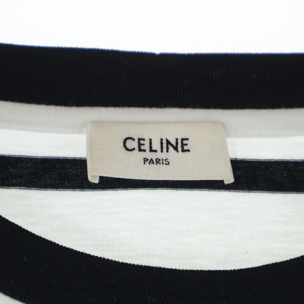 CELINE(セリーヌ) ルーズストライプ クルーネックTシャツ ホワイト/ブラック 2X85M8000M