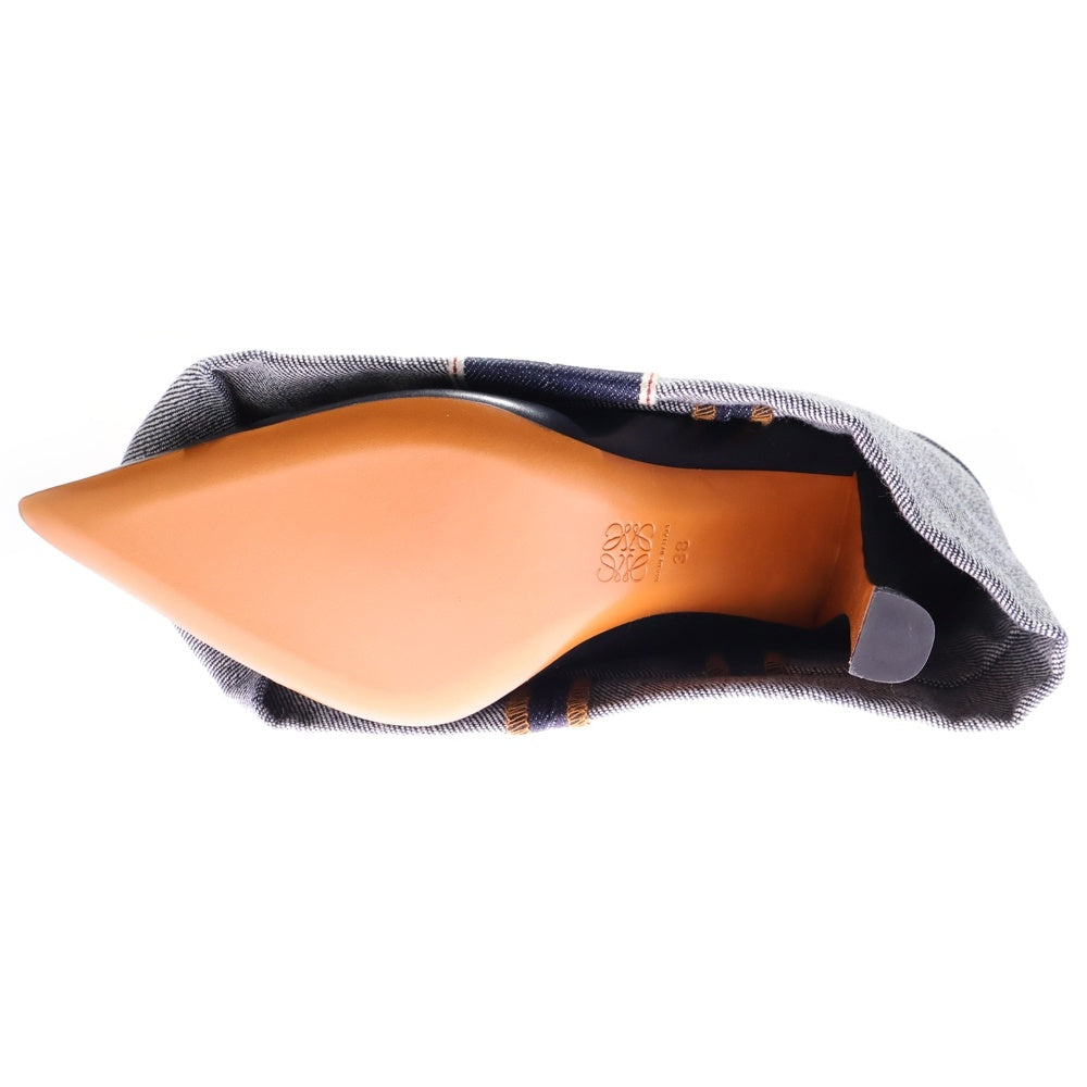 LOEWE(ロエベ) デニム フォールド ドッキングシューズ パンプス ブラック/インディゴ L815285X67 レディース