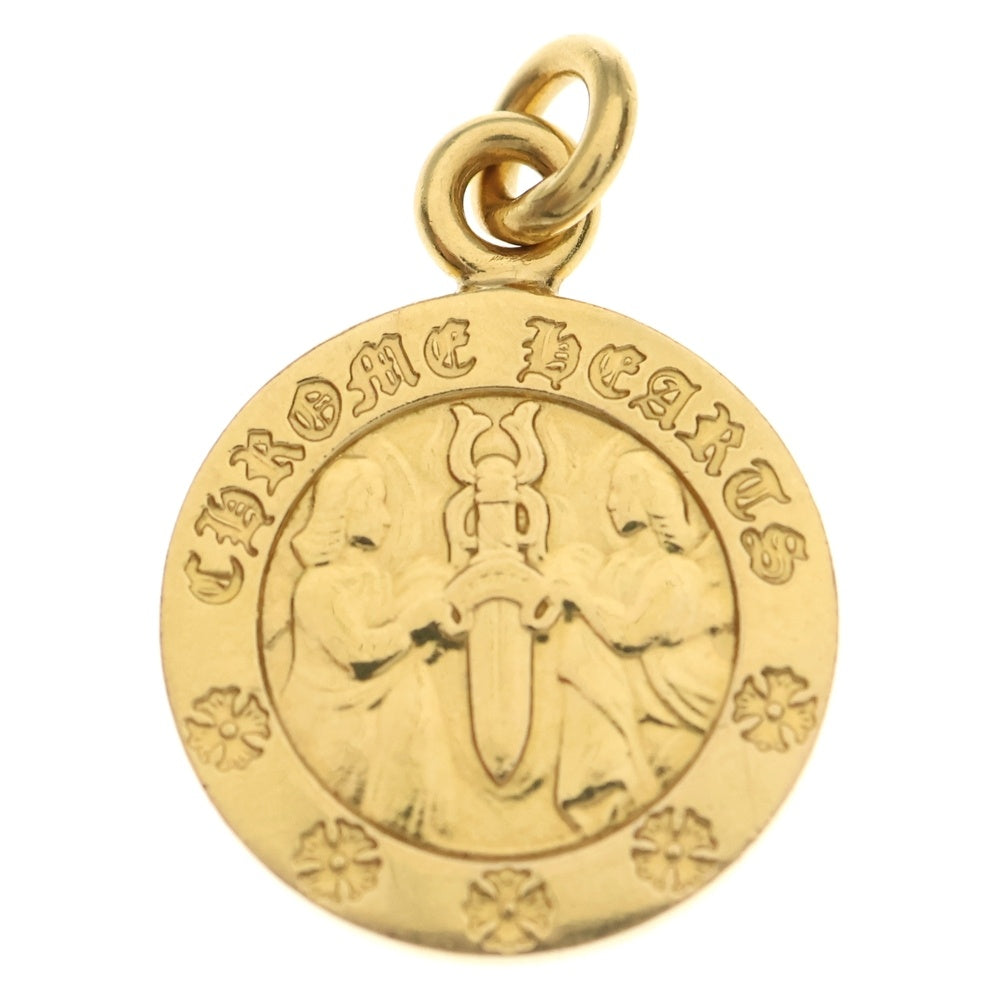CHROME HEARTS(クロムハーツ) 22K CHRM ANGL MDL エンジェルメダルチャーム V2 ゴールドネックレストップ ゴールド