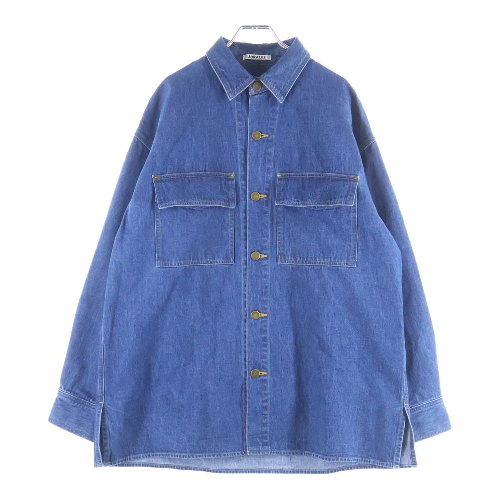 AURALEE(オーラリー) 25SS SELVEFGE LIGHT OZ DENIM SHIRT セルビッチライトオンスデニムシャツ 長袖コットンシャツ インディゴ A25SS01SD