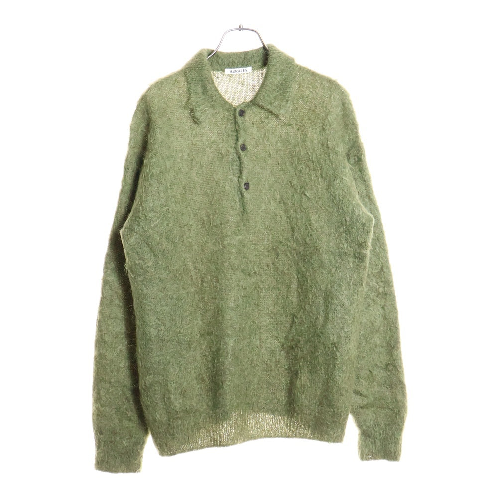 AURALEE(オーラリー) 25AW BRUSHED SUPER KID MOHAIR KNIT POLO ブラッシュドスーパーキッドモヘアニットポロ ニット カーキ A25AP01KM