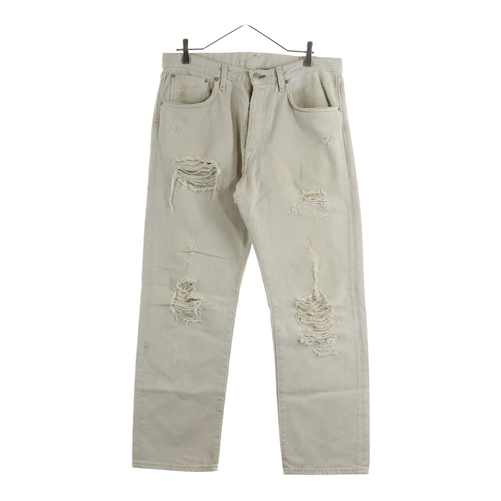 Acne Studios(アクネ ストゥディオズ) 2003 リラックスフィット クラッシュ加工デニムパンツ ストレートパンツ ベージュ B00326