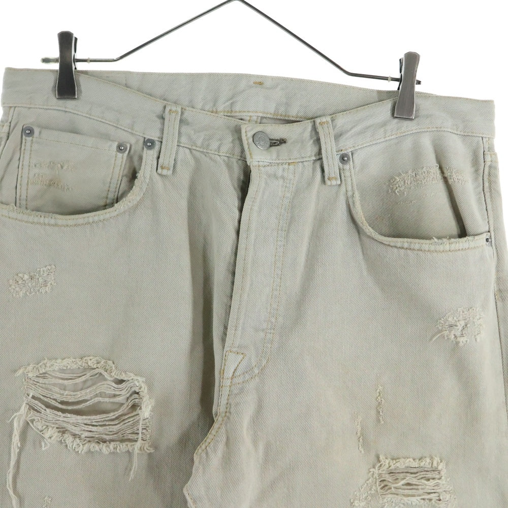 Acne Studios(アクネ ストゥディオズ) 2003 リラックスフィット クラッシュ加工デニムパンツ ストレートパンツ ベージュ B00326