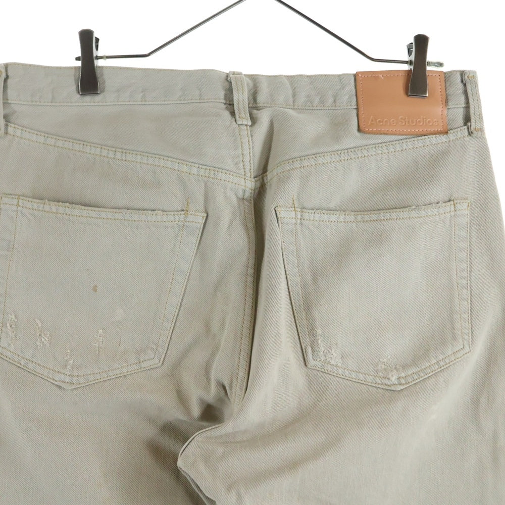 Acne Studios(アクネ ストゥディオズ) 2003 リラックスフィット クラッシュ加工デニムパンツ ストレートパンツ ベージュ B00326