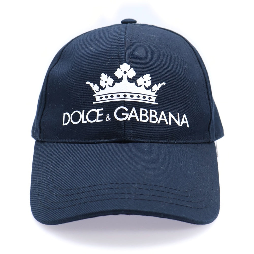 DOLCE & GABBANA(ドルチェアンドガッバーナ) 17SS クラウンロゴプリント ベースボールキャップ 帽子 ブラック