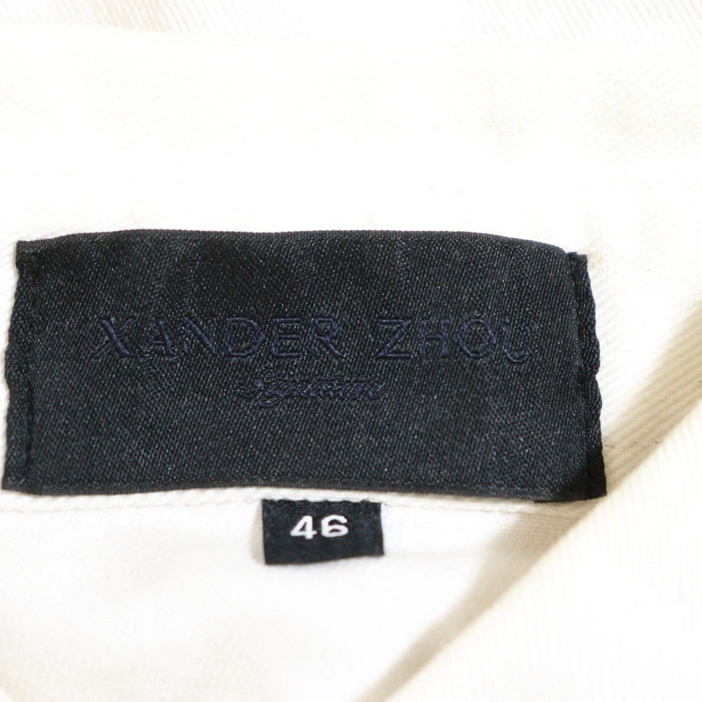 XANDER ZHOU(ザンダーゾウ) ワンポイント刺繍 クロップド デニムジャケット ホワイト