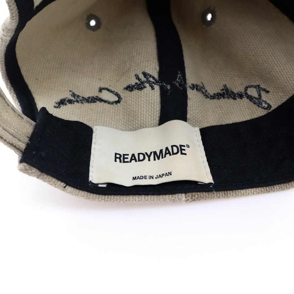 READY MADE(レディメイド) 18AW US MAIL VINTAGE COTTON 再構築 刺繍デザイン ベースボールキャップ 帽子 ベージュ