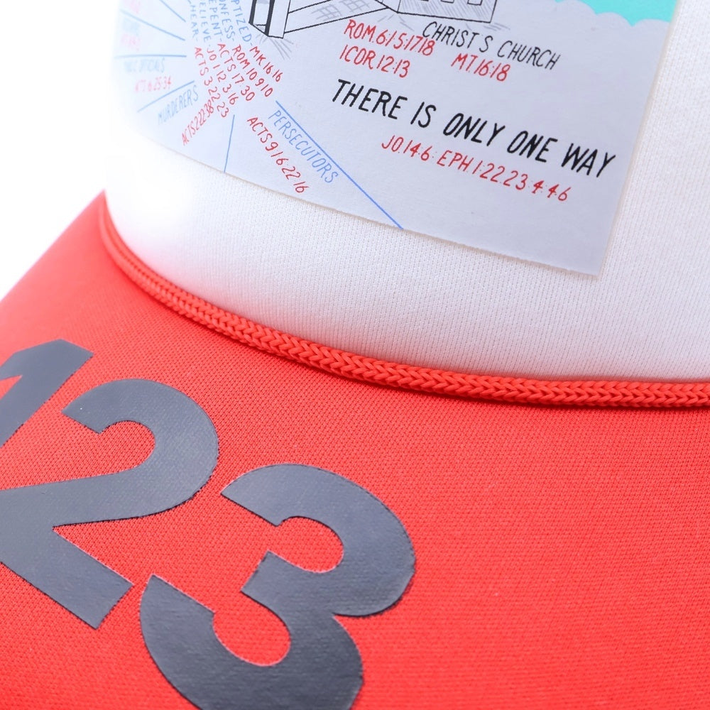 RRR123 RIVINGTON roi Rebis(リヴィントンロイレビス) ロゴプリント メッシュキャップ 帽子 レッド