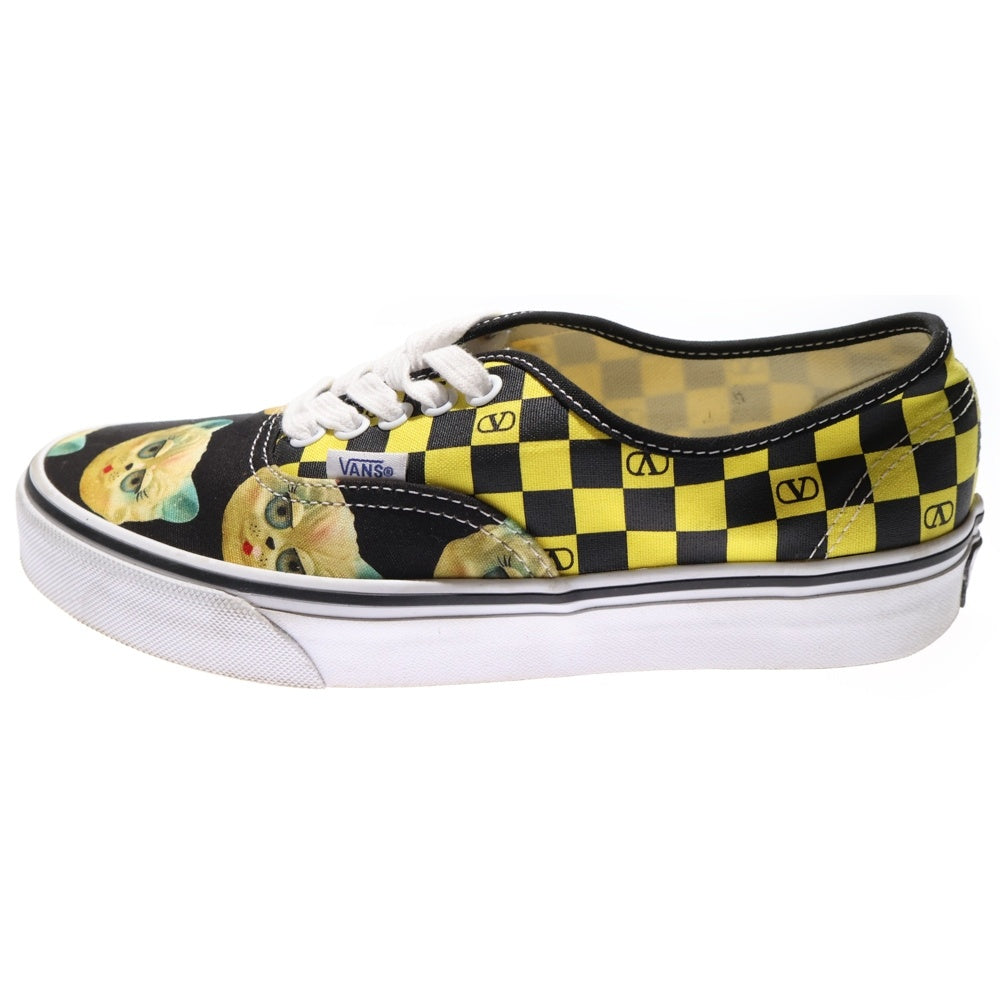 VALENTINO(ヴァレンティノ) x Vans コラボレーション Vロゴ チェッカーボードプリント & ル シャ デ ラ メゾンプリントファブリック ロートップスニーカー ブラック/イエロー 7Y0S0M23