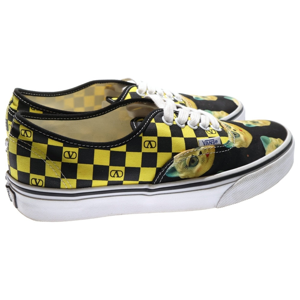 VALENTINO(ヴァレンティノ) x Vans コラボレーション Vロゴ チェッカーボードプリント & ル シャ デ ラ メゾンプリントファブリック ロートップスニーカー ブラック/イエロー 7Y0S0M23