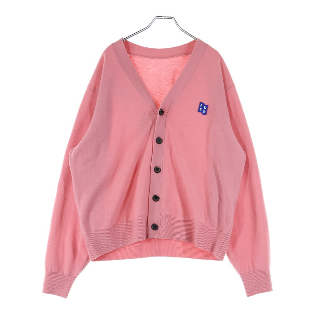 ADER ERROR(アーダーエラー) ロゴワッペン Vネックカーディガン ニット ピンク BO42FYKT0701PK