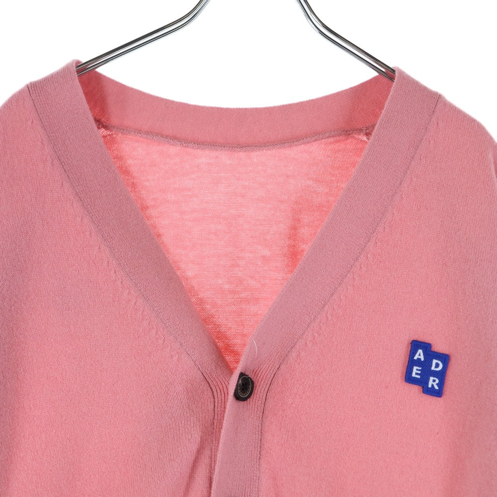 ADER ERROR(アーダーエラー) ロゴワッペン Vネックカーディガン ニット ピンク BO42FYKT0701PK