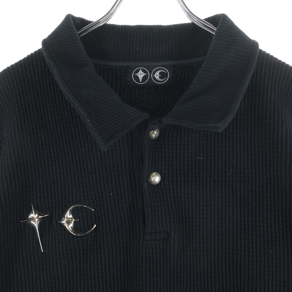 THUG CLUB(サグクラブ) シルバー装飾 ワッフルポロシャツ 長袖