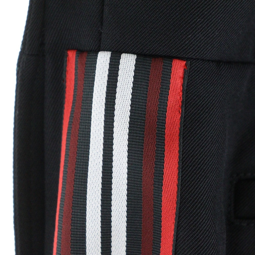 BURBERRY(バーバリー) ダブルウエスト サイドラインデザイン トラックパンツ レイヤードジョガーパンツ ブラック/レッド