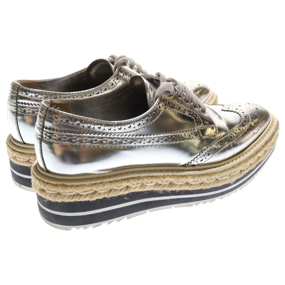 PRADA(プラダ) 厚底ローカットスニーカー ローファー シューズ シルバー レディース