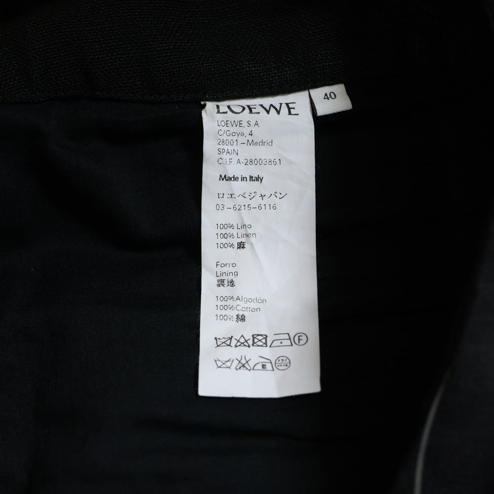 LOEWE(ロエベ) シルバー装飾リネンスラックスパンツ ストレートパンツ ブラック