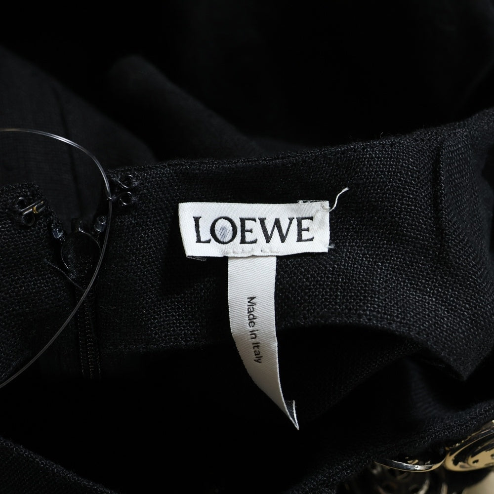 LOEWE(ロエベ) シルバー装飾ノースリーブカットソー リネンカットソー ブラック
