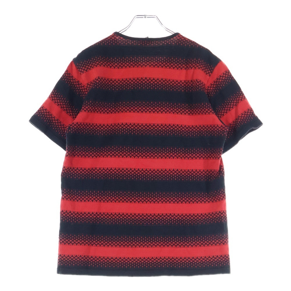 NUMBER (N)INE(ナンバーナイン) 本人期 ハートクロスボーダー ヘンリーネック半袖Tシャツ カットソー ブラック/レッド 0357933495