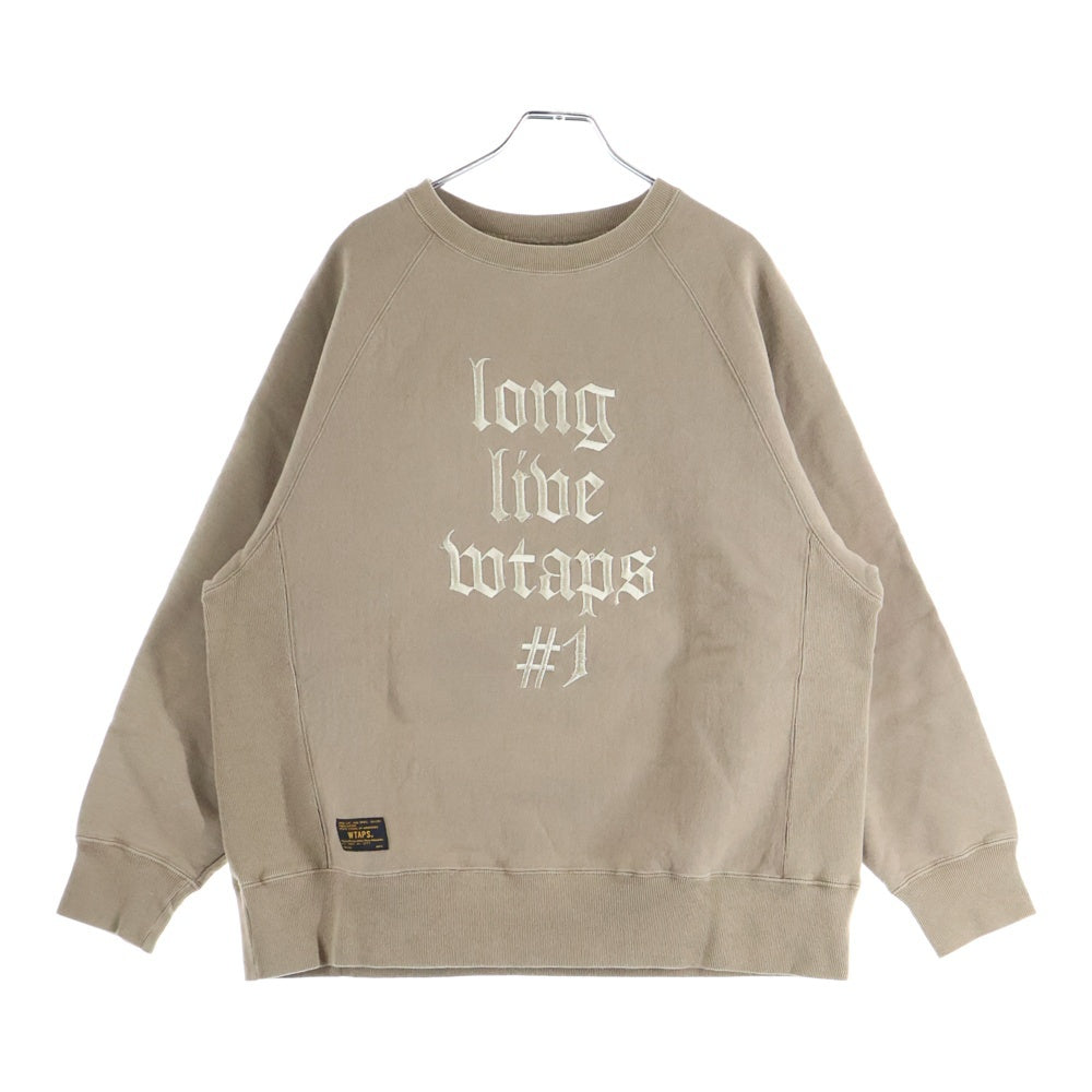 WTAPS(ダブルタップス) 17AW DESIGN CREW NECK SWEAT デザインクルーネック スウェット ロングスリーブ長袖Tシャツ ベージュ 172ATDT-CSM07
