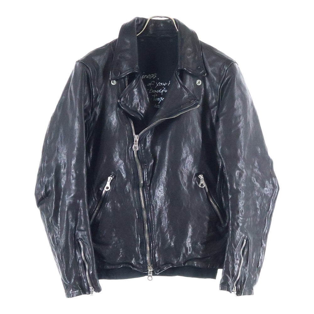 ISAMU KATAYAMA BACKLASH(イサムカタヤマバックラッシュ) Double Riders ダブルライダース イタリアンショルダー製品染め レザージャケット ブラック 1245-02