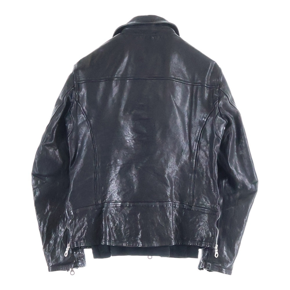 ISAMU KATAYAMA BACKLASH(イサムカタヤマバックラッシュ) Double Riders ダブルライダース イタリアンショルダー製品染め レザージャケット ブラック 1245-02