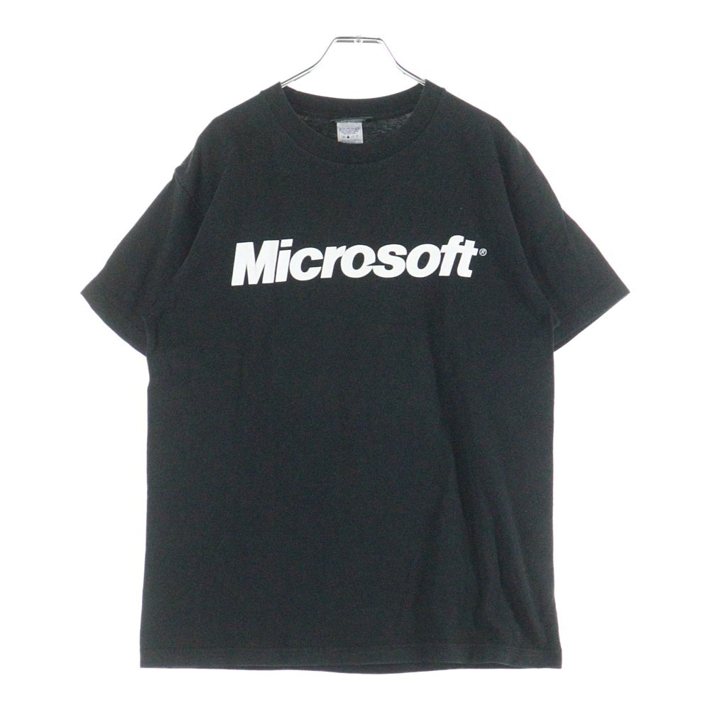 VINTAGE(ヴィンテージ) Microsoft マイクロソフト フロントプリント半袖Tシャツ カットソー ブラック