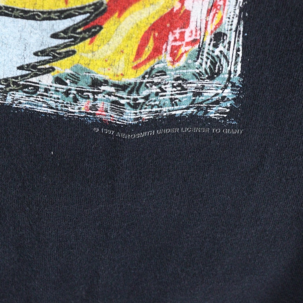 VINTAGE(ヴィンテージ) 1997 AEROSMITH NINE LIVES TOUR TSHIRT エアロスミス ツアー バンドTシャツ 半袖Tシャツ ブラック