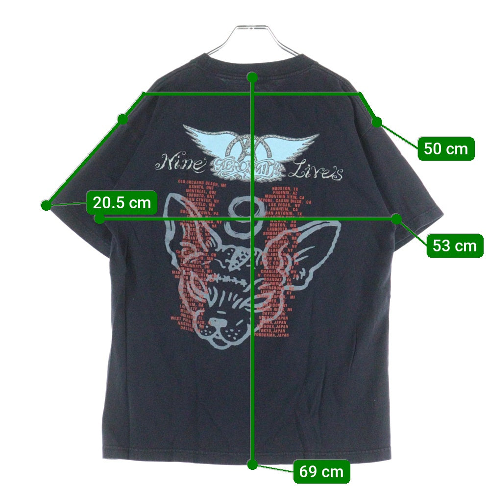 VINTAGE(ヴィンテージ) 1997 AEROSMITH NINE LIVES TOUR TSHIRT エアロスミス ツアー バンドTシャツ 半袖Tシャツ ブラック